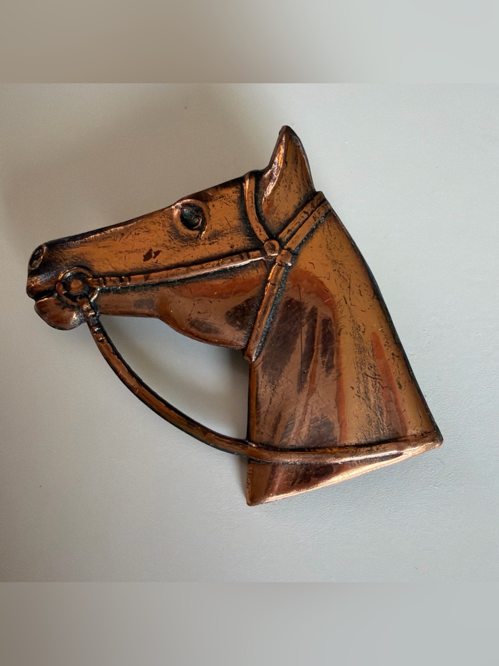 Vintage Copper Horse Equestrian Brooch Pin Derby Jockey Kentucky